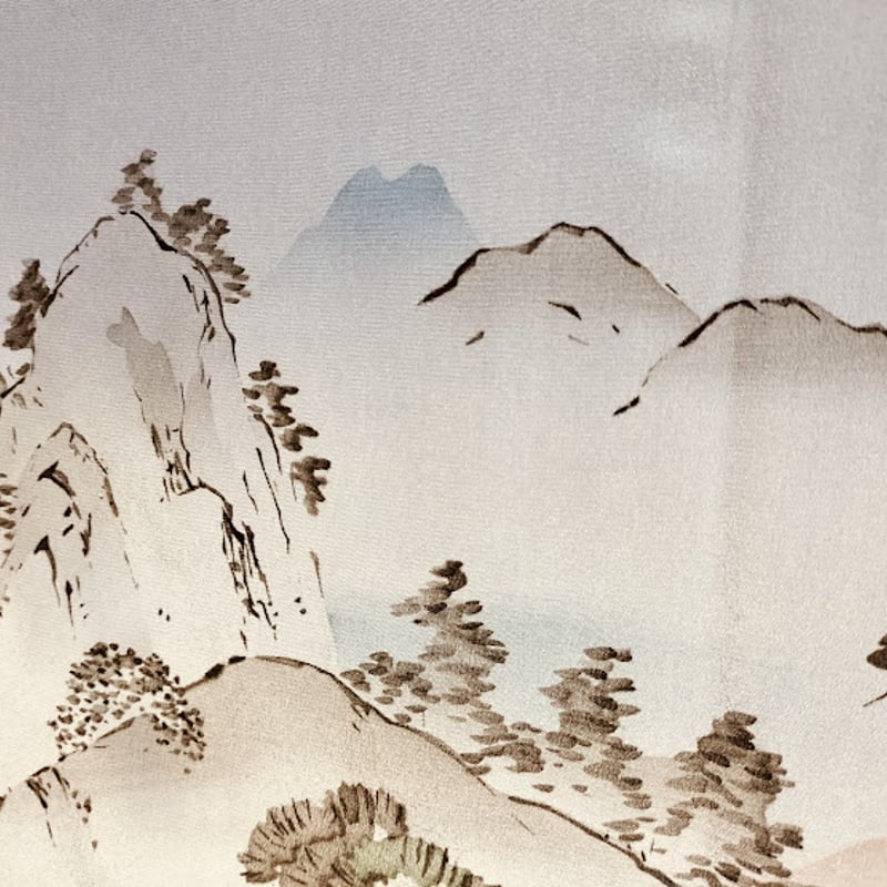 男物長襦袢（正絹）手描き山水柄 | 横浜わかやぎ オンラインショップ