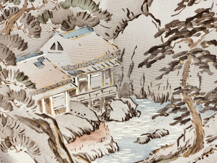 男物長襦袢（正絹）手描き山水柄 | 横浜わかやぎ オンラインショップ