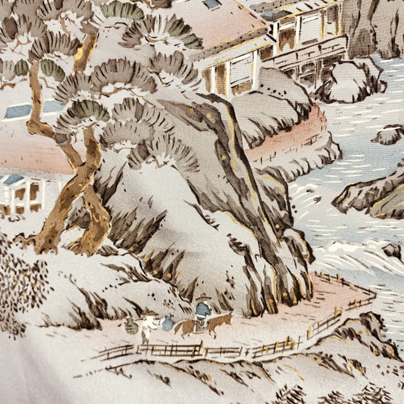 男物長襦袢（正絹）手描き山水柄 | 横浜わかやぎ オンラインショップ