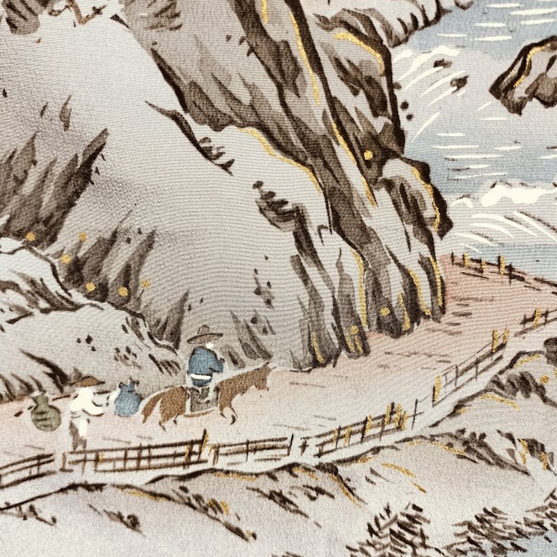 男物長襦袢（正絹）手描き山水柄 | 横浜わかやぎ オンラインショップ