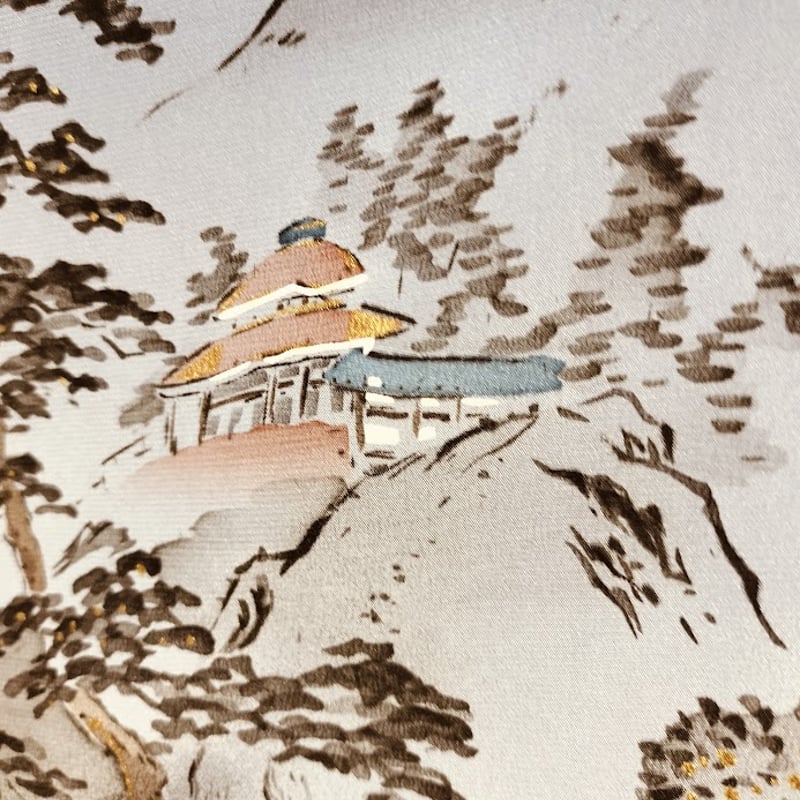 男物長襦袢（正絹）手描き山水柄 | 横浜わかやぎ オンラインショップ