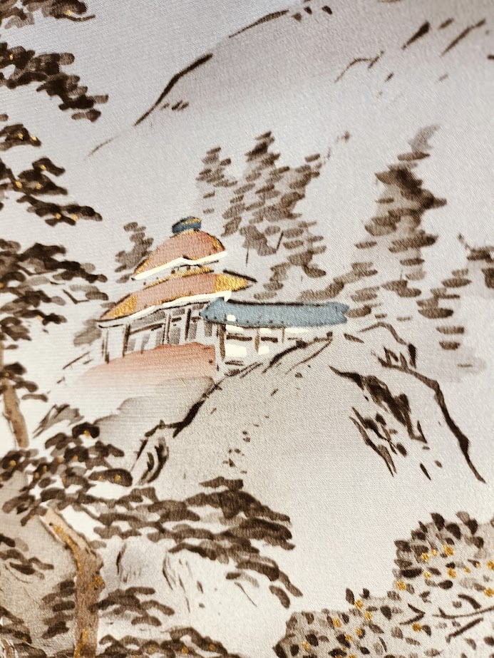 男物長襦袢（正絹）手描き山水柄 | 横浜わかやぎ オンラインショップ