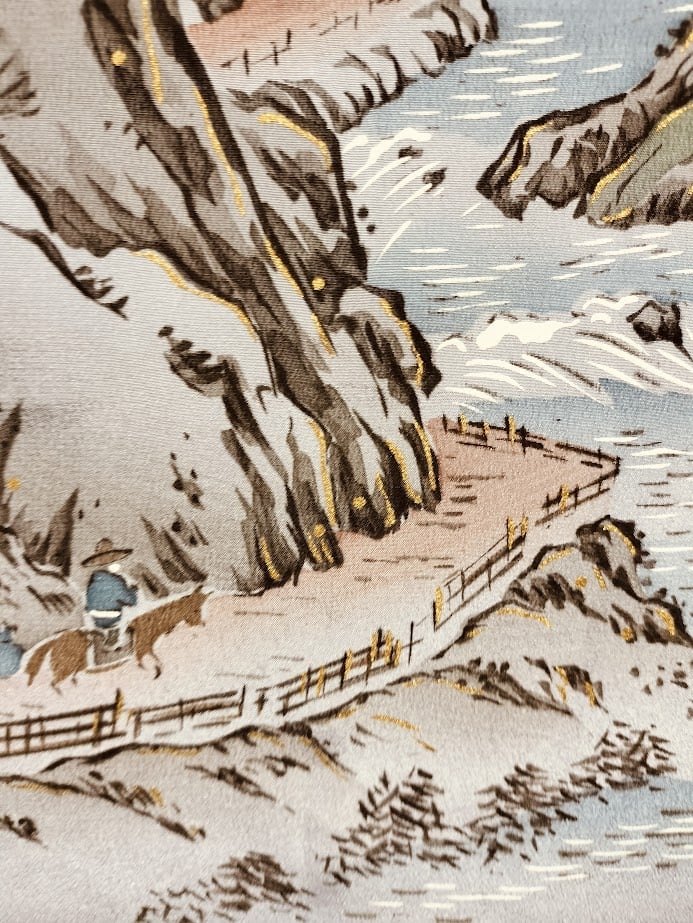 男物長襦袢（正絹）手描き山水柄 | 横浜わかやぎ オンラインショップ