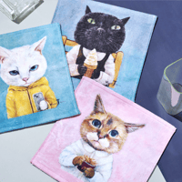 tw様予約絵画「お洒落スネーク〜北欧ブルー」「三匹の猫のおせち料理でかくれんぼ」 tw様予約絵画「お洒落スネーク〜北欧ブルー」「三匹の猫のおせち料理