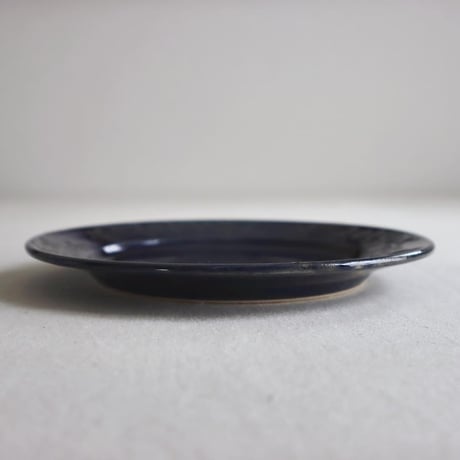 【オオルリ釉】芙蓉の花のリム皿　6寸/Rim plate with rose flower  (s-size)