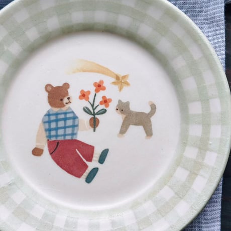 リムプレート“くまと流れ星”/Rim plate "Bear and shooting star"
