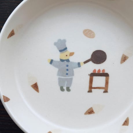 アヒルのコックさんプレート　6寸/duck cook plate