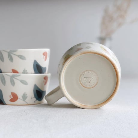 小鳥とお花のスープカップ/Bird and flower soup cup