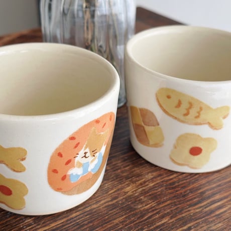 フリーカップ“ドーナツとねことクッキー”/Free cup "Donut, Cat and Cookie"