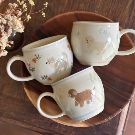 動物丸マグカップ　3種類/Animal round mugs - 3 types