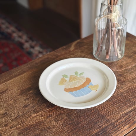 リム皿L”ひよことレモンケーキ”/Rimmed Plate L "Chick and Lemon Cake"