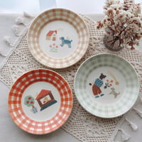 チェック柄のパスタ皿いろいろ/Various plaid pattern pasta plate