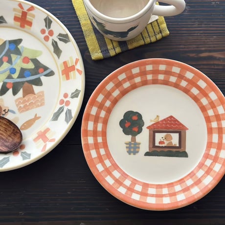 リムプレート“ビーグルとりんごの木”/Rim Plate "Beagle and Apple Tree"