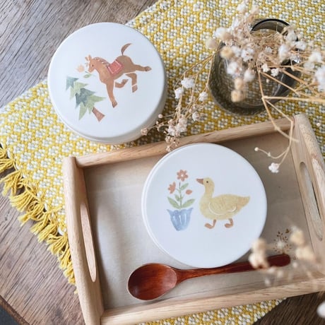 馬とアヒルの小物入れ　小/Horse and duck Horse and flower accessory case (s-size)