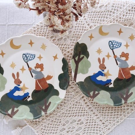 花プレート“星降る夜の日”/Flower Plate "Starry Night"