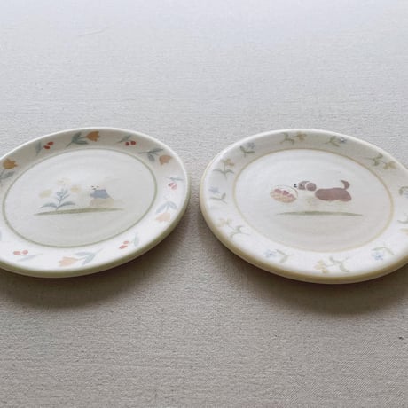 ウサギ・仔犬の小皿/Rabbit ・puppy small plate