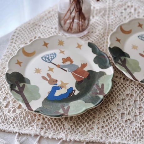 花プレート“星降る夜の日”/Flower Plate "Starry Night"