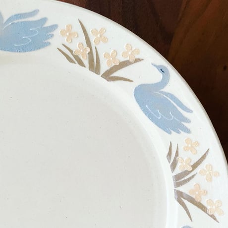 水鳥のリム皿 7寸 / Waterfowl rim plate (m-size)