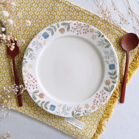 お花畑のリム皿　7寸/flower garden rim plate