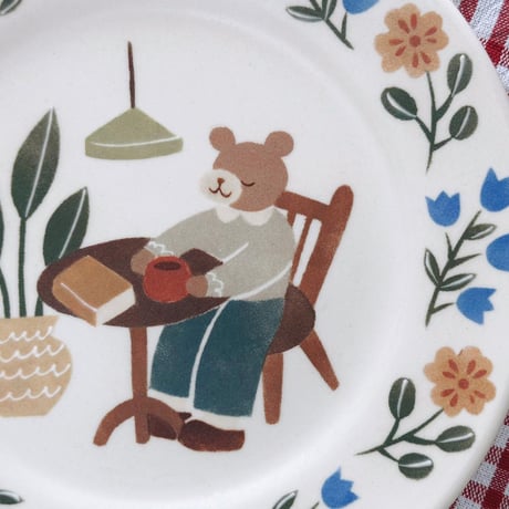 リムプレート“くまと喫茶店”/Rim plate "Bear and Coffee Shop"