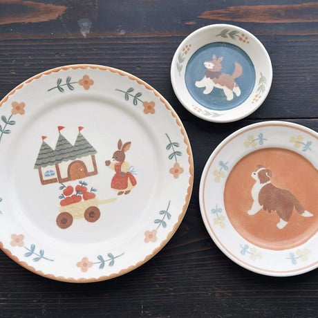うさぎとお城のパスタ皿　7寸/Rabbit and castle pasta plate