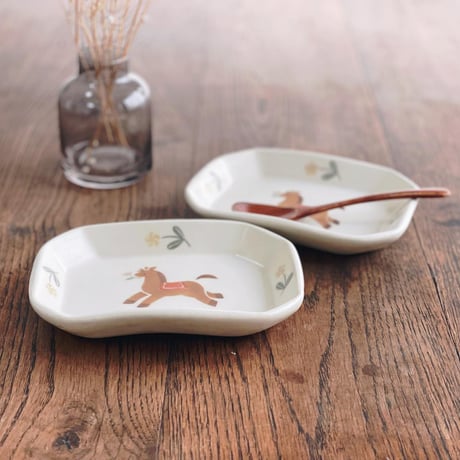 馬の四角皿/horse square plate