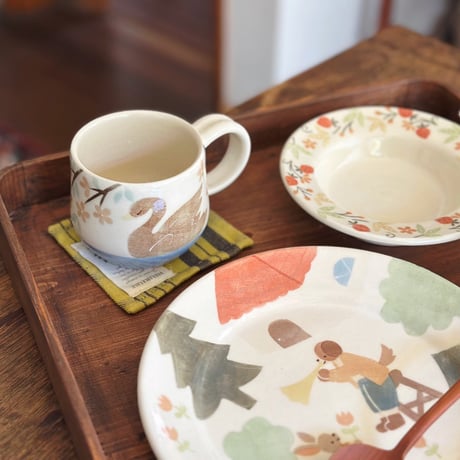 マグカップ“枝垂れ花とスワン”/Mug "Weeping Flower and Swan"
