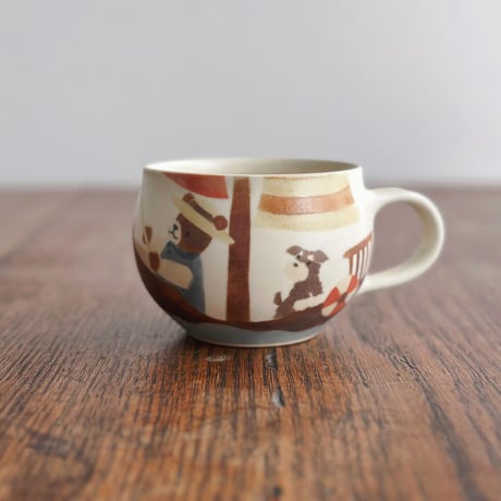 船乗りクマの丸マグカップ/sailor bear round mug