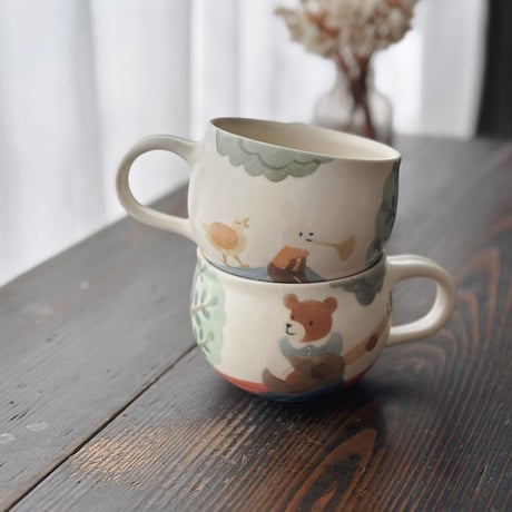 屋根の上の演奏会　丸マグカップ/Concert on the Roof Round Mug