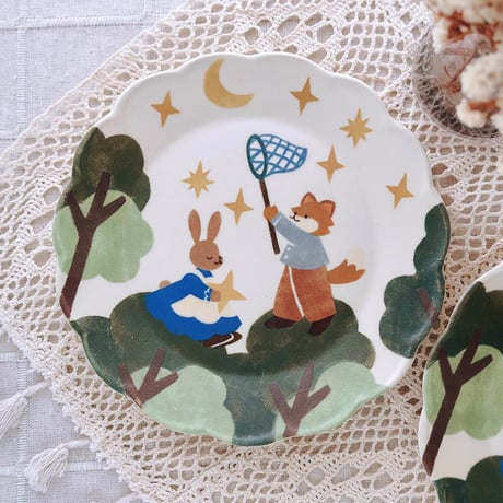 花プレート“星降る夜の日”/Flower Plate "Starry Night"