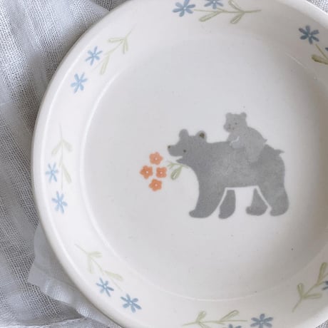 白くまの親子プレート　5寸/Polar bear parent and child plate