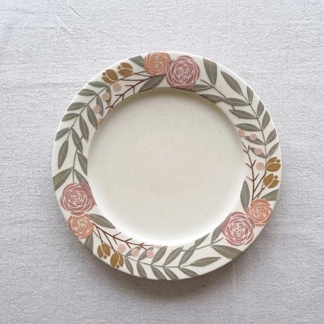 バラのリム皿　6寸/Rose rim dish(s-size)
