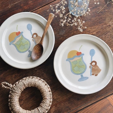 リム皿L”ペンギンとメロンクリームソーダ”/Large Rimmed Plate "Penguin and Melon Cream Soda"