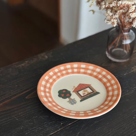 リムプレート“ビーグルとりんごの木”/Rim Plate "Beagle and Apple Tree"