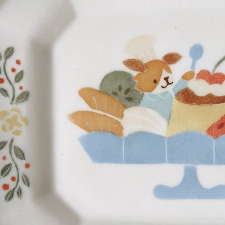 四角皿“しあわせプリンアラモード”/Square plate "Happy Pudding A La Mode"