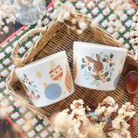 フリーカップ”うさぎとリース”/Free cup "Rabbit and Christmas wreath"