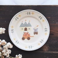 うさぎとお城のパスタ皿　7寸/Rabbit and castle pasta plate