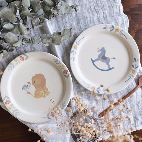 木馬のリム皿　6寸/Rocking horse rim plate(s-size)