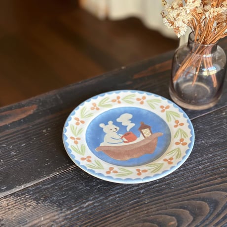 リムプレート”白くまとボート”/Rim plate "Polar bear and boat"