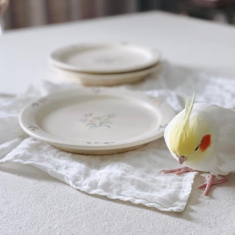 黄色いお花のリム皿　6寸/Yellow flower rim plate