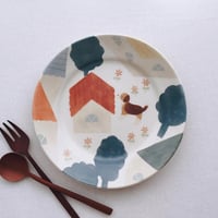 犬のお散歩パスタ皿　7寸/dog walking pasta plate