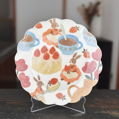 フラワープレート“うさぎたちのケーキパーティ”/Flower Plate "Rabbit Cake Party"