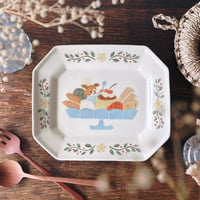 四角皿“しあわせプリンアラモード”/Square plate "Happy Pudding A La Mode"