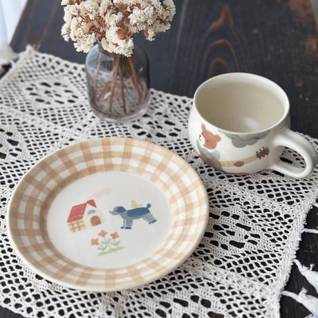 チェック柄のパスタ皿いろいろ/Various plaid pattern pasta plate