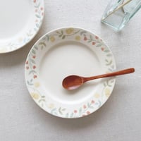 レモンと赤いお花のリム皿　6寸/Lemon and red flower rim plate