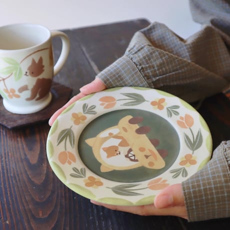 リムプレート”ネコカーに乗るネコ”/Rim plate "Cat riding a cat car"