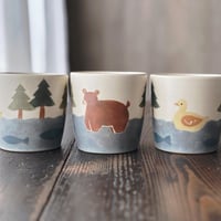 クマとアヒルの川遊びコップ/Bear and duck river play cup