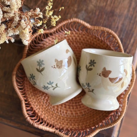 ゴブレット“ねことお花”/Goblet "Cat and Flower"