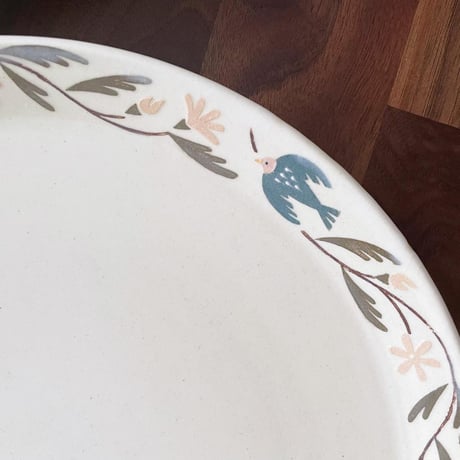鳥と花の大皿  9寸 / Bird and flower platter (xl-size)