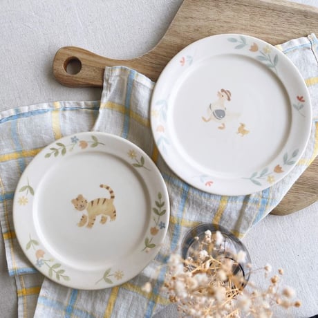 アヒル・トラの六寸皿/Duck・ tiger plate (s-size)